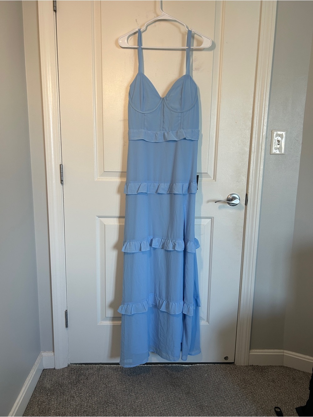Lulu's Sky Blue Ruffle-Tiered Maxi Dress